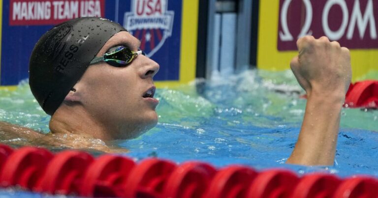 U.S. Olympic trials: Caeleb Dressel wins 50-meter freestyle to earn spot in Paris